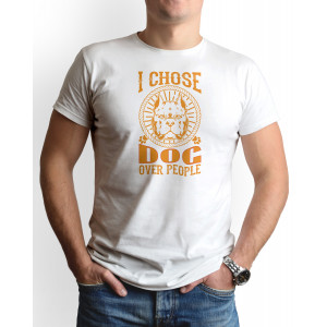 Tricou barbat personalizat, "I choose dog", bumbac, Oktane, alb